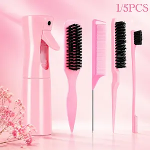 Professional Hair Styling Tool Set – Hair Styling Combs, Bristle Brush, Rat Tail Parting Comb, Edge Control Brush & Cleaning Tool for Sectioning, Detangling, Hairline Styling, Braiding and Daily Salon or Home Hairdressing Use