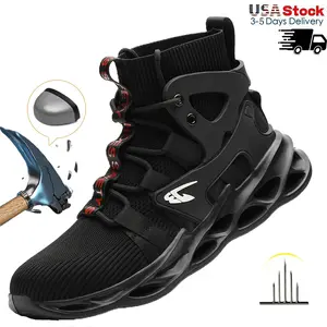 Best work boots for Men Lightweight Safety Shoes Men Work Shoes Steel Toe Cap Working Sneakers Man Mesh Shoes light Breathable Indestructible work hiking boots sneakers Construction Work & Daily Wear non slip work shoes