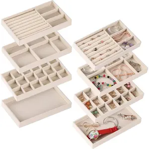 Jewelry Storage Box, 1/4pcs Multi Compartments Home Jewelry Organizer, Jewelry Storage Box for Bracelet, Earrings, Rings, and Necklaces