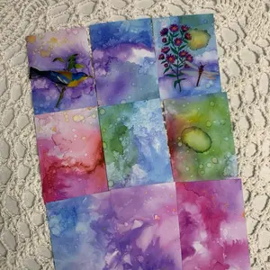 Set of 9 Handmade Mixed Media ATC Backgrounds – Painted Art Cards for Journals & Scrapbooks