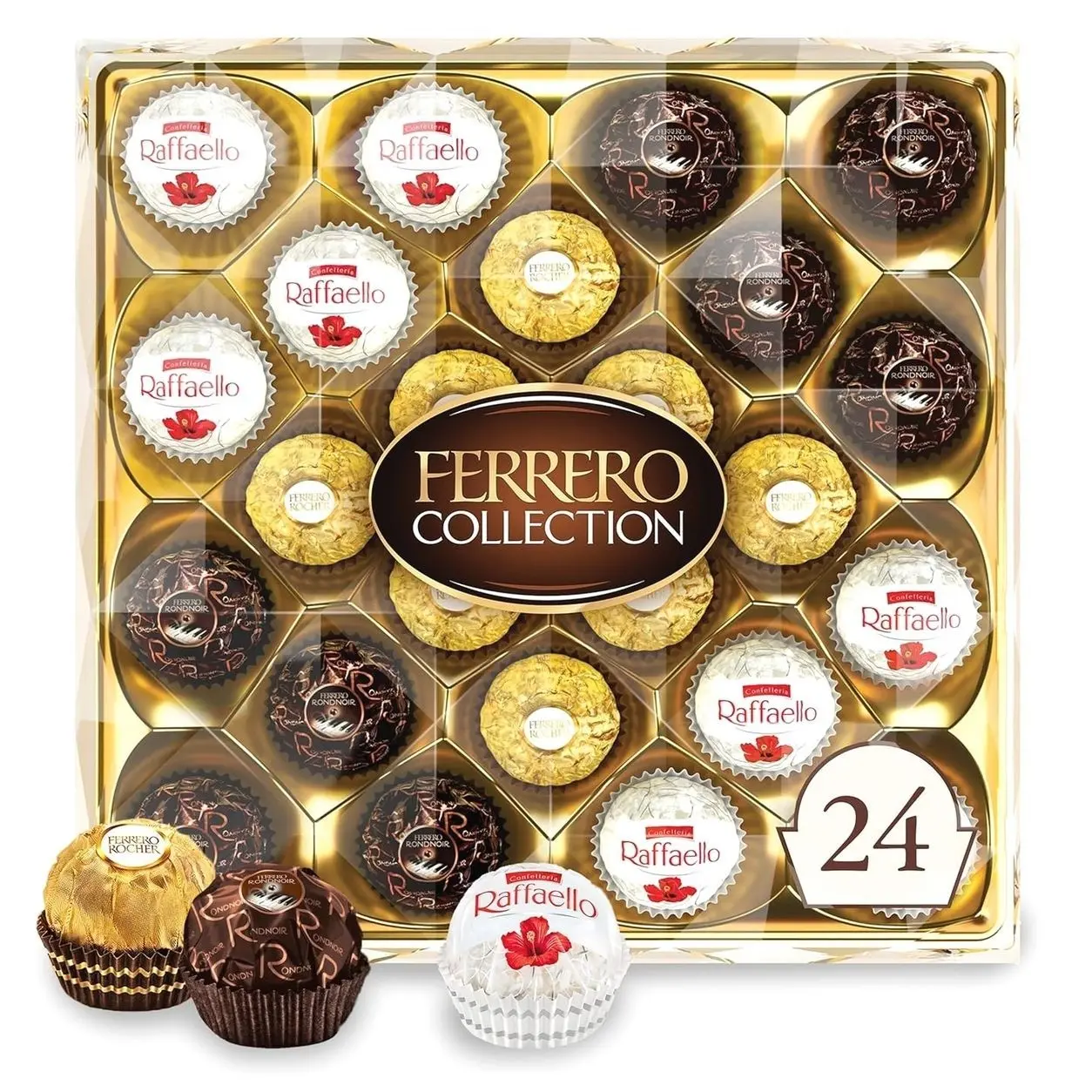 Ferrero Collection, Premium Assorted, Hazelnut, Dark Chocolate and Coconut, 24 Count Treats, 6.1 oz