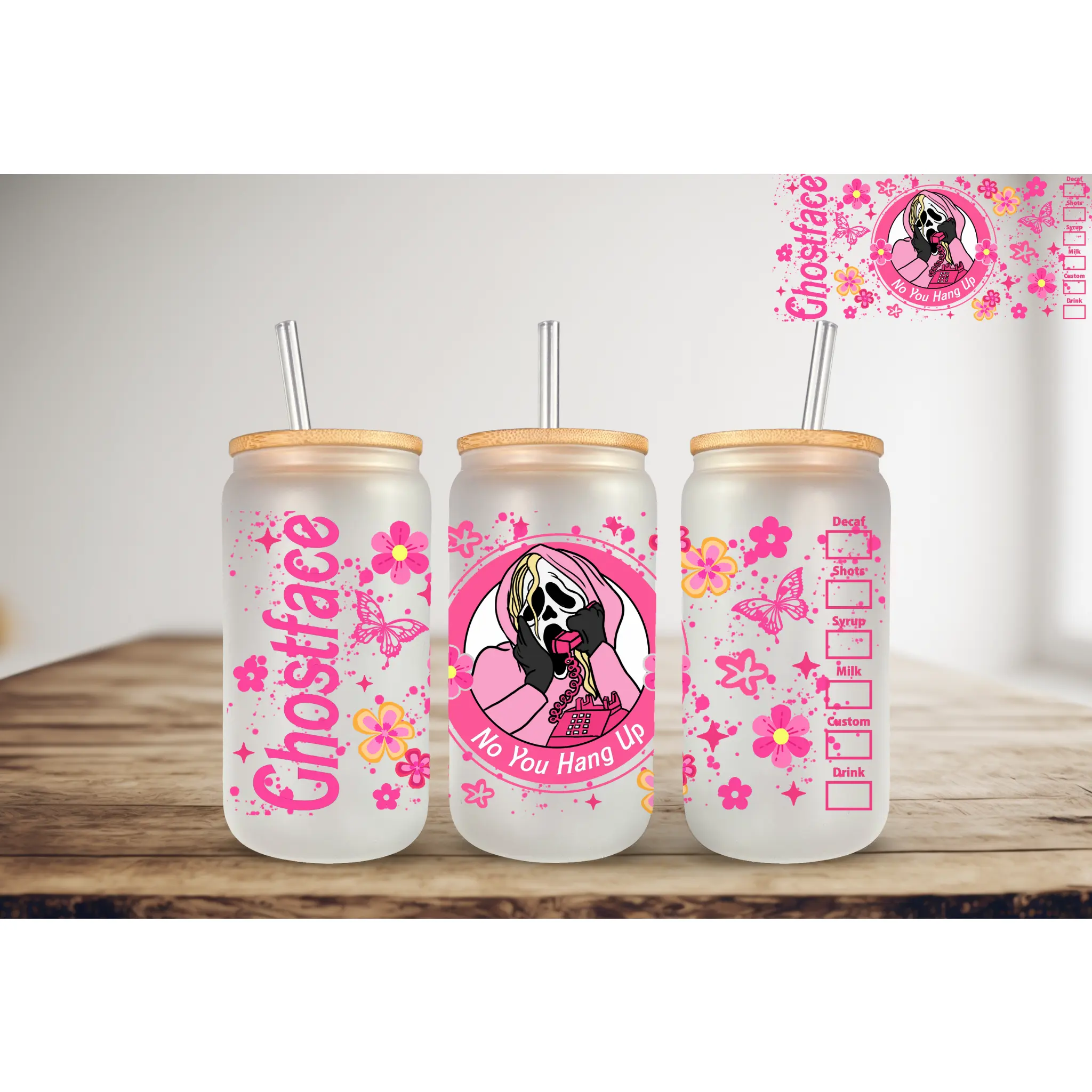 Ghostface B Coffee UV DTF Can Wrap