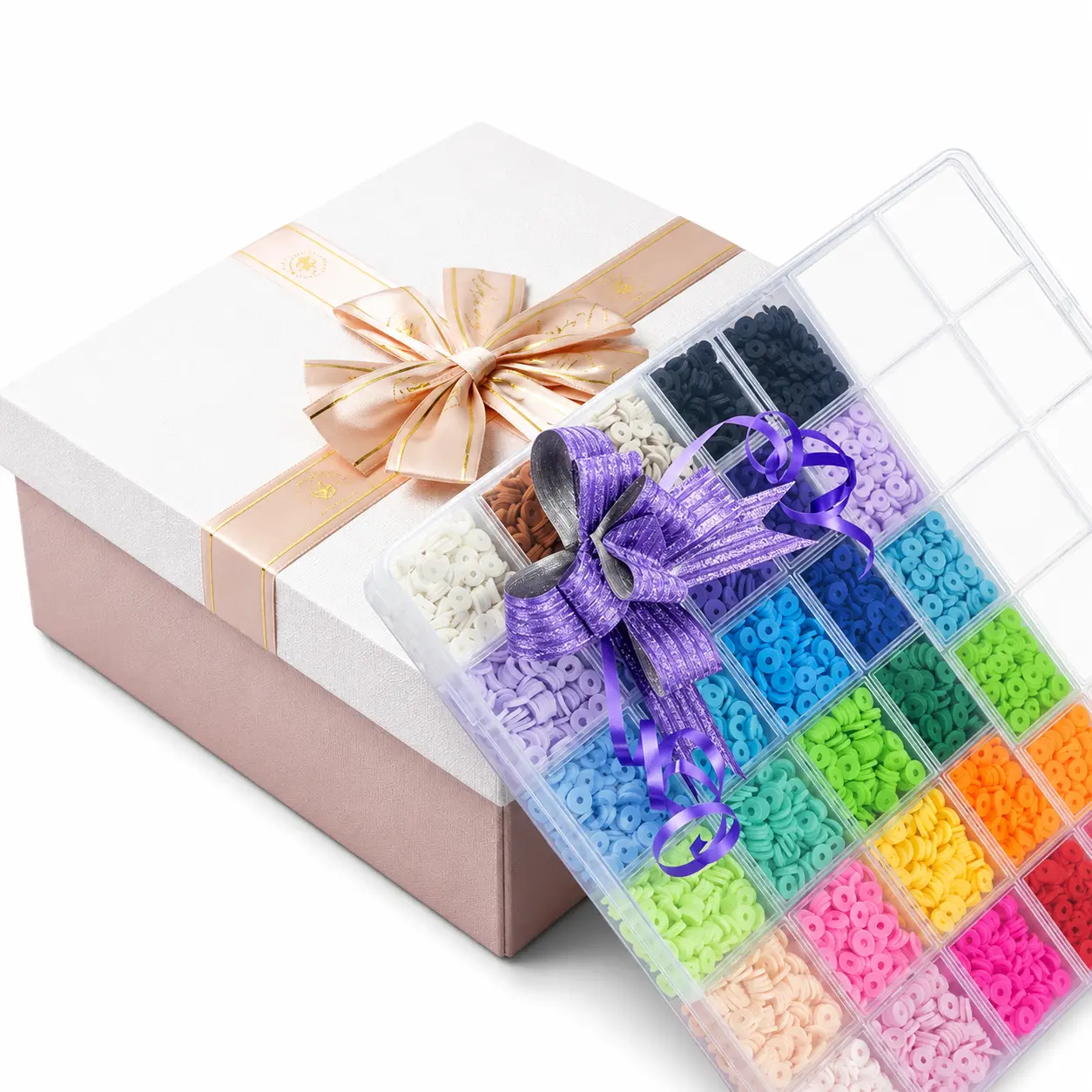 6000-Piece Clay Beads Jewelry Making Kit,Flat Preppy Beads with Charms, Friendship Bracelet Supplies, DIY Craft Gift for Girls Ages 6-12