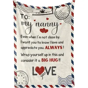 Nanny Gifts for Grandma, Grandma Gifts for Nanny, Flannel Throw Blankets on Mother's Day, Christmas, Birthday, 50" x 65", Letter