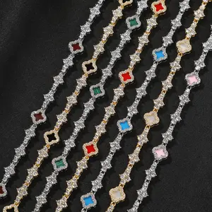 Clover Airplane Tennis Chain CZ Bracelet Light Luxury Hip Hop Hand Jewelry Accessory