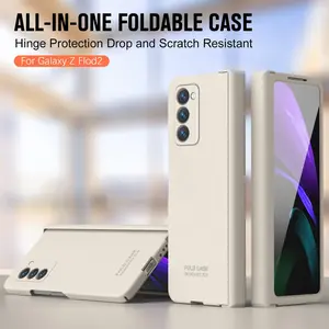 360 Full Protection Hinge Case For Samsung Galaxy Z Fold 3 4 5 6 Tempered Glass Original Liquid Matte PC Phone Cover Coque