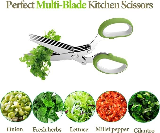 5-Blade Herb Scissors Kitchen Tool – Multi Blade Cutter for Herbs, Fast Chopping Gadget