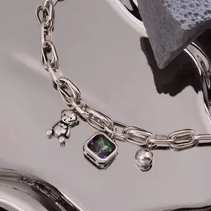 Sterling Silver Bear Crystal Bracelet – Cute Sparkling Jewelry Gift for Women