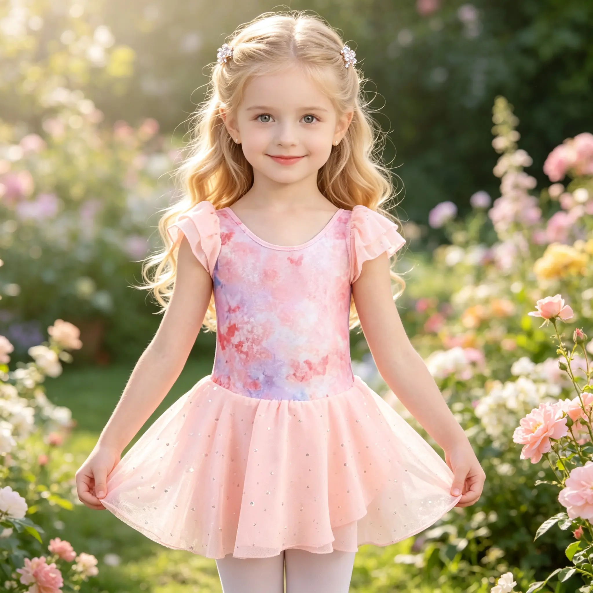 Girls Ballet Leotard Dress, Flutter Sleeve Tie‑Dye Sparkle Tutu Skirt, Toddler Little Girls Dance Outfit for Dance Class Birthday Party Performance