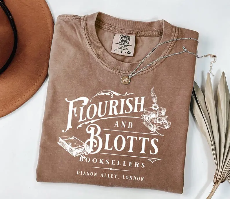 Comfort Colors®  Wizard Book Shop T-Shirt, HP Fall Sweatshirt, HP Fan Gift, Flourish and Blotts Shirt, Bookworm Shirt, Universal Magical Family Trip Shirt