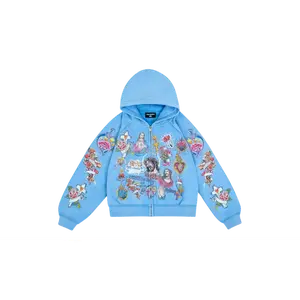 We Are Righteous Risen King Blue Cropped Zip-Up Hoodie