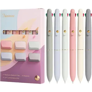 Multicolor Pens, 4-in-1 Colored Ballpoint Pen 0.5mm Fine Point Smooth Writing,Nurse Accessories for Work,Gifts for Teen Girls,6-Count