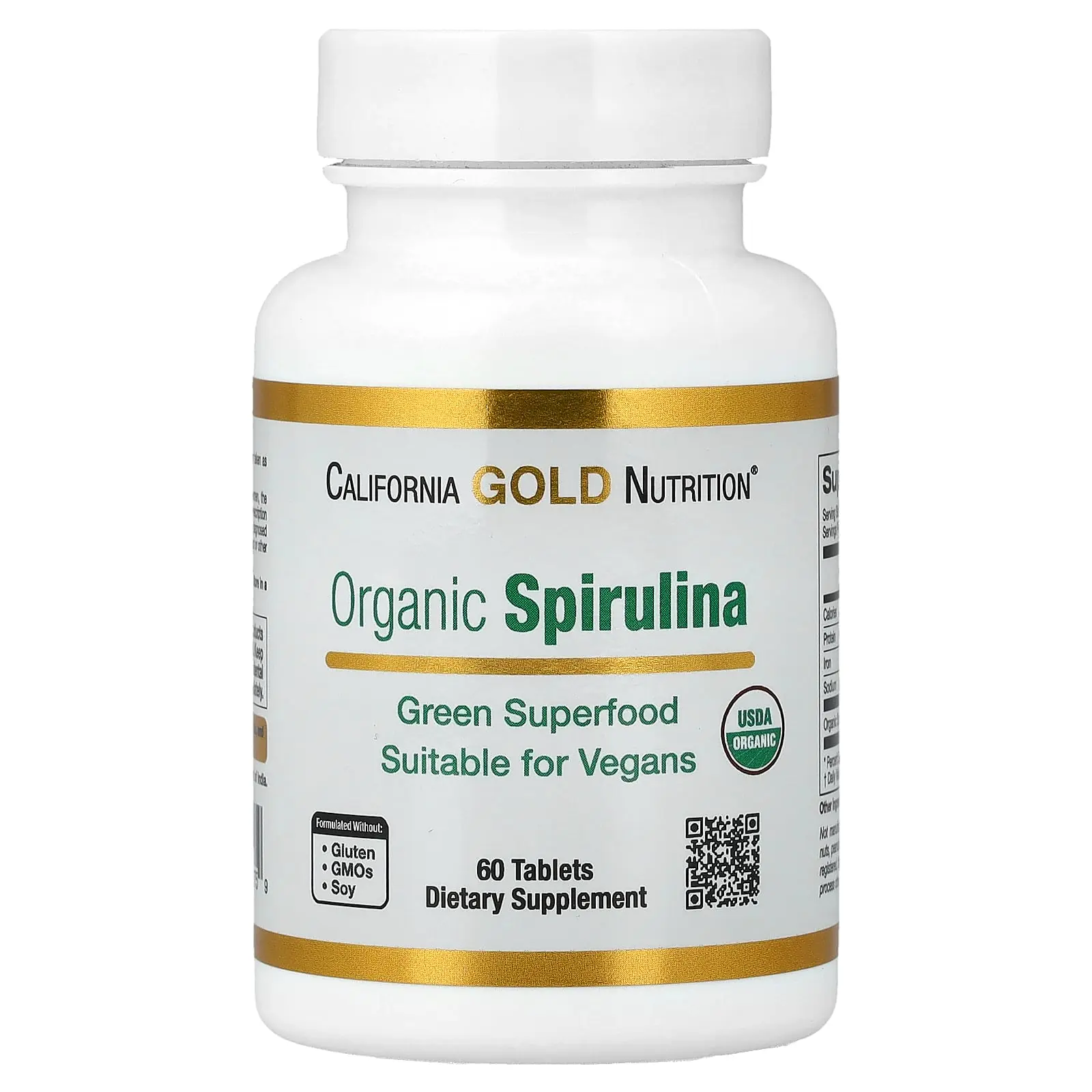 California Gold Nutrition Organic Spirulina, 60 Tablets (500 mg per Tablet)