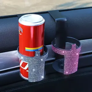 Diamond Crystal Car Drink Cup Holder Container Hook Window Door Mount Universal Durable Water Bottle Cup Stand for Car Organizer