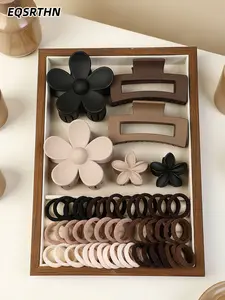 56pcs high color value hair accessories set, including super fire frosted flower hairpin, simple shark clip and high elastic seamless hair ring. The use of gentle milk tea color matching, matte texture high-grade durable. Whether it's a daily commute or a