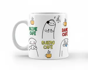 Tazas 15oz Quiero Cafe Ceramic Mug with Cute Design for Coffee Lovers