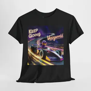 Galactic Alien Racing Tee, Keep Going Message Space Shirt, Unisex Cotton T-Shirt, Alien Racing Symbol Shirt, Focused Driving Tee, Inspirational Tee