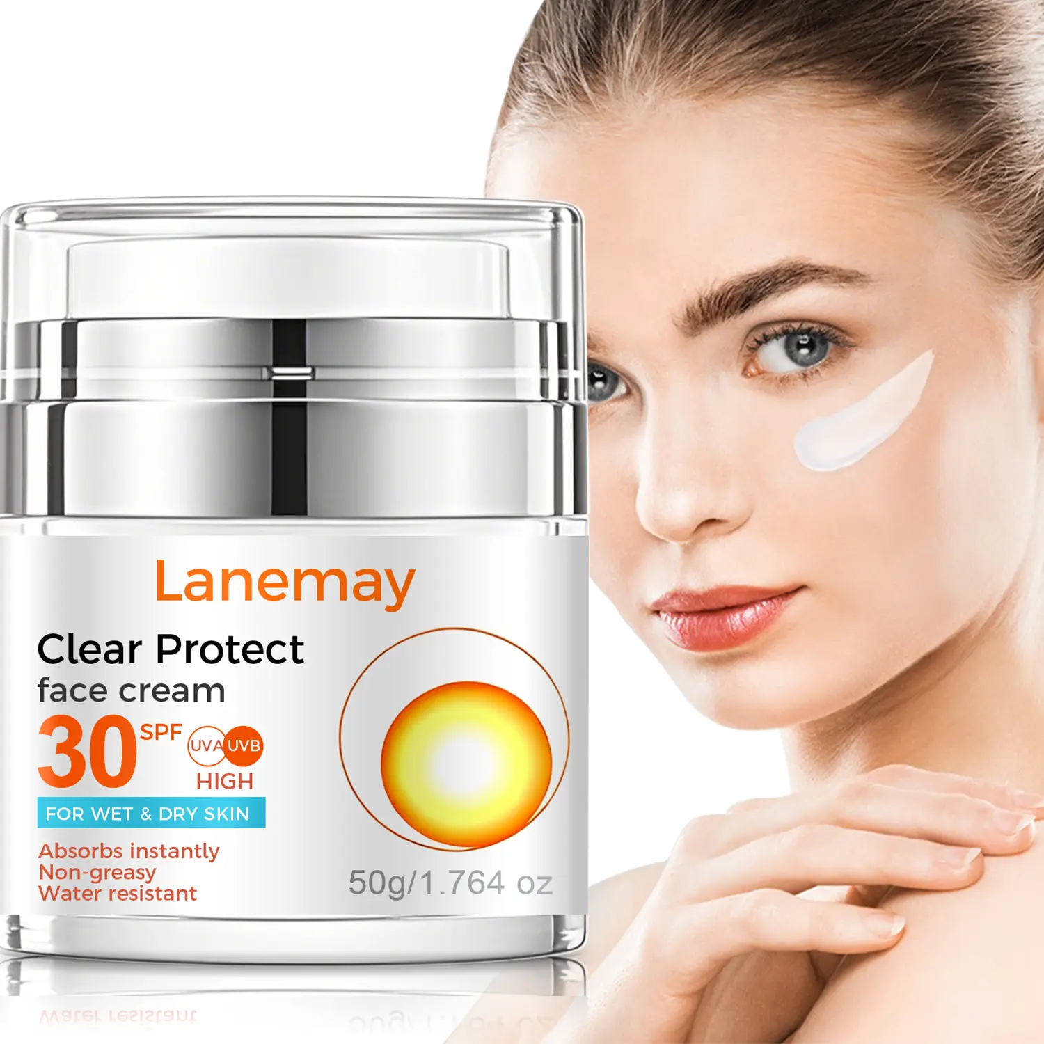 48H Hydrating Facial Sunscreen Cream with Niacinamide Formula, Daily Sunblock, Sunscreen Face, Prevents Sunburn, Locks in Moisture, Moisturizing Non-Greasy Satin Texture with Skin Barrier Support, Perfect for Sensitive Skin & Long-Lasting Radiance