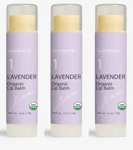 Numbrrrz Organic Lavender Lip Balm - Calming & Soothing - USDA Certified - 0.5 oz / 14g - Gentle Hydration with Natural Lavender Scent & Nourishing Oils
