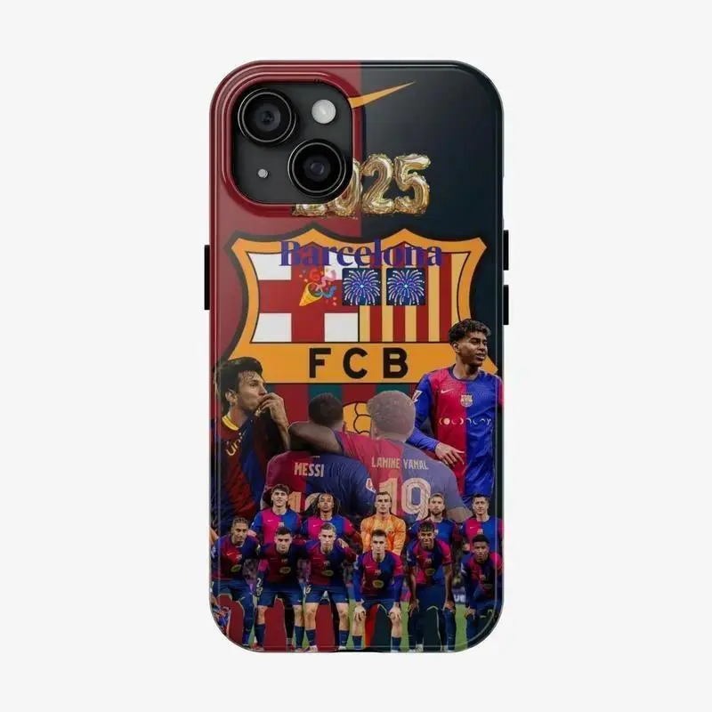 Barcelona Football Theme Dual-Layer Drop-Resistant Protective Phone Case — Compatible with iPhone 17, 16, 15, 14, 13, and 12 Series.