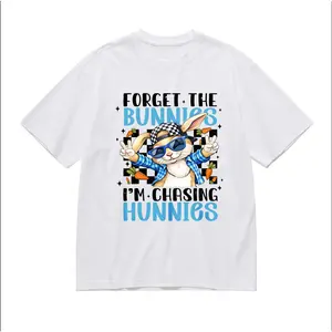 Forget The Bunnies I'm Chasing Hunnies" Funny Easter Bunny T-Shirt Cool Rabbit Graphic Tee Easter Gift for Men Women