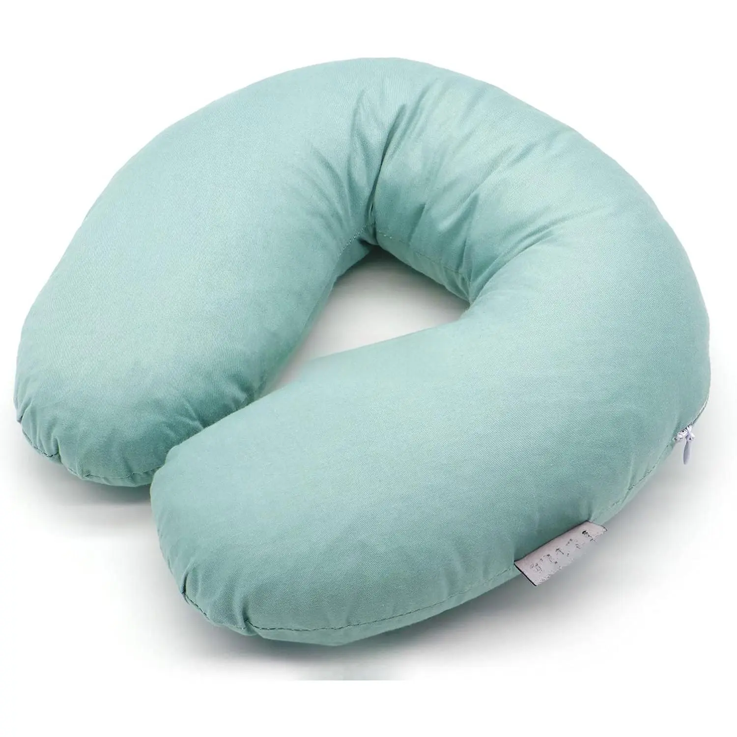 Buckwheat Hulls Neck Pillow, U Shaped Travel Pillow Portable Pillow Support for Neck Shoulder, for Side Back Stomach Sleeper with Washable Pillowcase (12x12 inch,Macaron Blue)