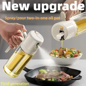 Spray bottle for home use, two-in-one oil sprayer, leak-proof oil can, kitchen glass 3D wide-angle spray oil bottle