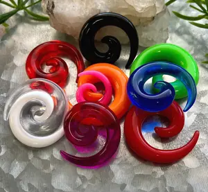 PAIR Neon / Transparent / Solid Color Spiral Tapers Expander Plug Earlet Gauges