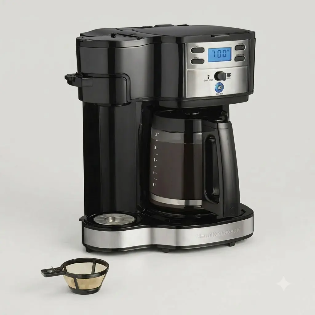 Hamilton Beach 2-Way Programmable Coffee Maker Single Serve and 12 Cup Pot Black Brew Strength Selector Coffee Brewer
