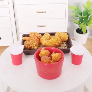 Novelty Dollhouse Decor Set 20pcs - Realistic Mini Hamburger Coke Fried Chicken & French Fries for Dollhouse Table Decoration 10pcs