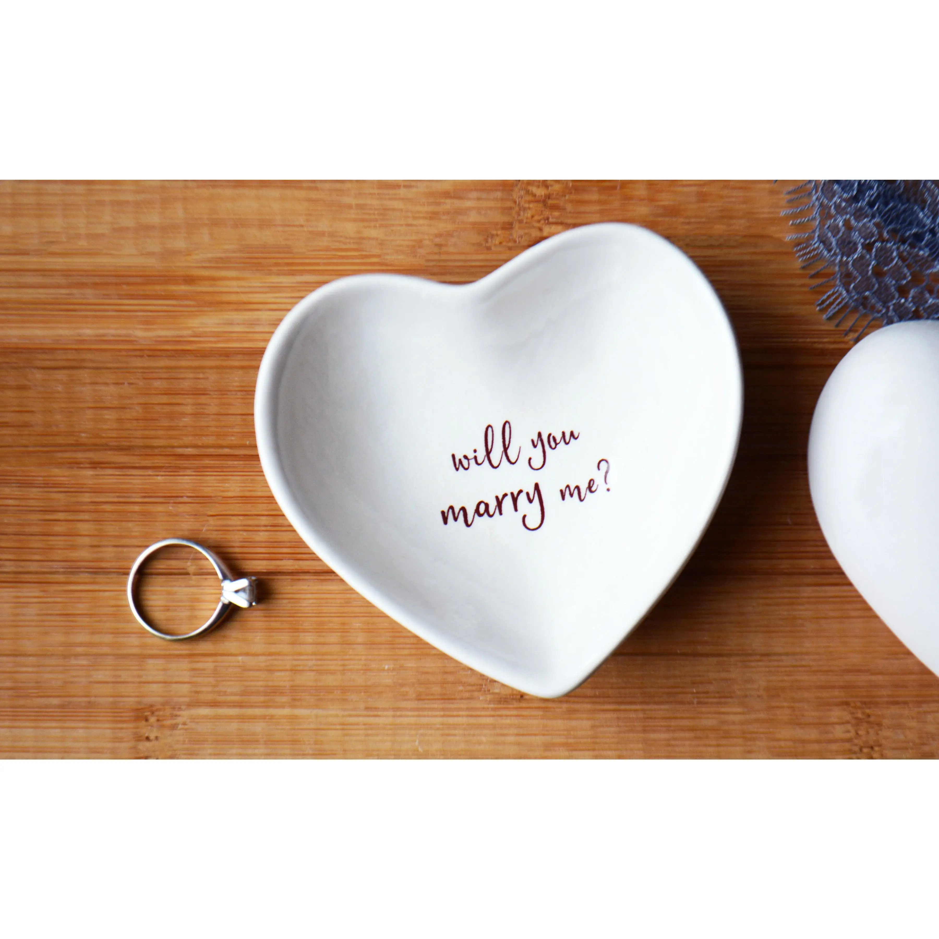 Will You Marry Me Proposal Ring Holder - Personalized Heart Keepsake Box