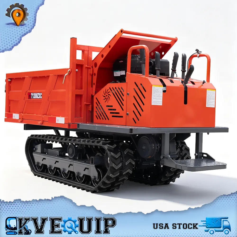 13.5HP Briggs & Stratton Engine Tracked Mini Dumper, 2646 LBS Max Load Hydraulic Tipping Dump Truck Oversized Cargo Box All Terrain Crawler Transport Vehicle for Farm Construction Hauling