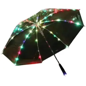 Creative personality fashion net celebrity luminous transparent umbrella long handle thickened led Comfortable goth  umbrella Multicolor