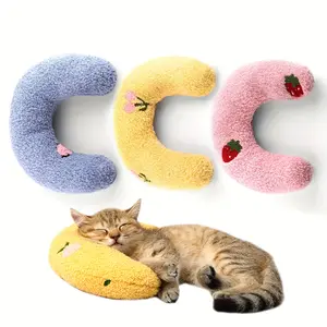 [Soft Cat Pillow] Ultra Soft Fair Little Pillow for Cats |   Half Donut Cuddler for Joint Relief Sleeping, Machine Washable, Fluffy Pet Calming Toy