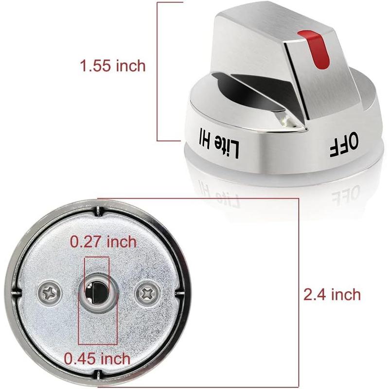 [Upgraded] DG64-00473A Stove Knobs Compatible with  Gas Range/Oven/Stove, Sturdy Stainless Steel Reinforcement Ring, Top Burner Control Dial Knob Range Oven Replacement (5 Pack)