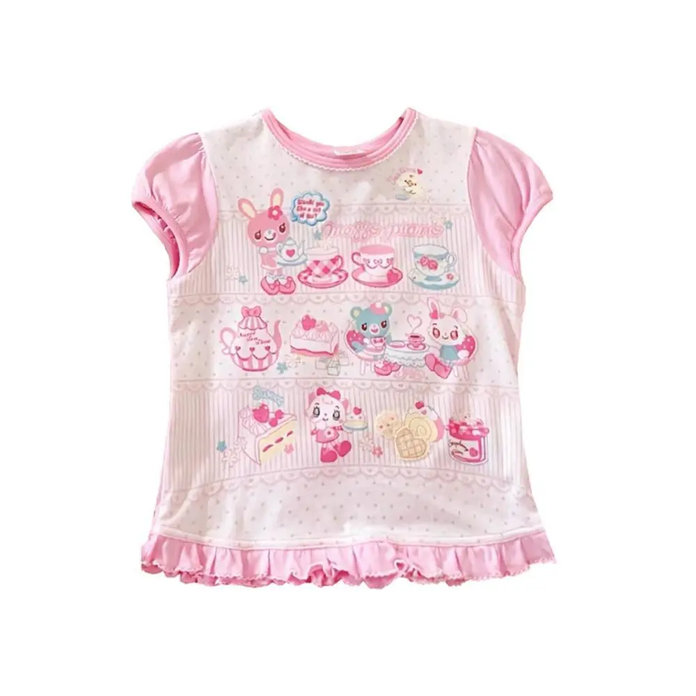 Women's Casual Japanese Kawaii Digital Print Round Neck Shortsleeve Tshirt - Summer Colorful Pullover Clothes for Youth Sizes DIY Outfit Supplies