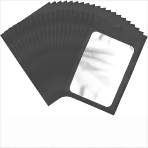 100-Pack Resealable Mylar Bags - Smell-Proof Black Foil Pouches with Clear Window - 2.75x3.93" for Food & Storage Organiser