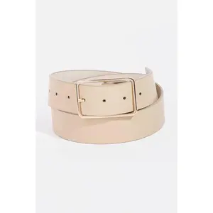 Faux Leather Rectangle Cutout Buckle Belt