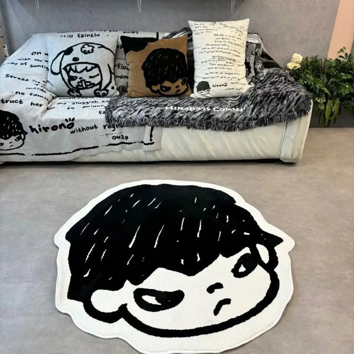 Cartoon Boy Carpet, Hand-Drawn Style Rug, Fluffy Modern Rug, Thick Soft Plush Mat, Decorative Area Rug, Fashionable Home Decor, Suitable for Living Room, Bedroom, Game Room, Cartoon Pattern Rug, Decorative Rugs, Kawaii Rug