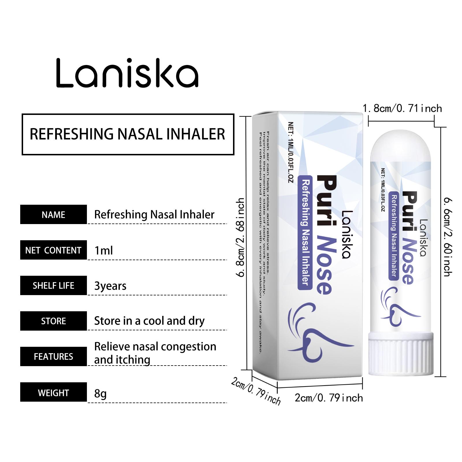 Laniska Nasal Inhaler - Refreshing Menthol Energy Boost Stick  Oral, Cleansing, Herbal