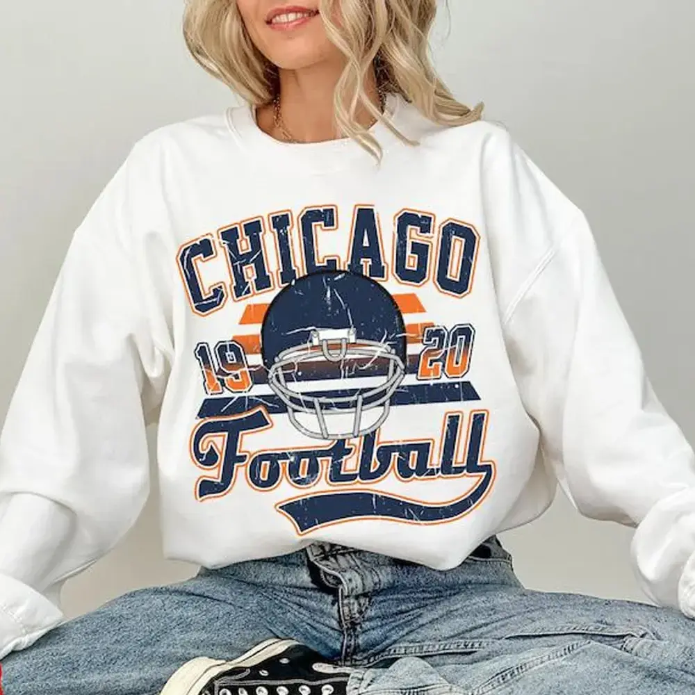Chicago Football Crewneck Sweatshirt, Vintage Bears Sweatshirt, Chicago Game Day T-Shirt, Bears Gifts