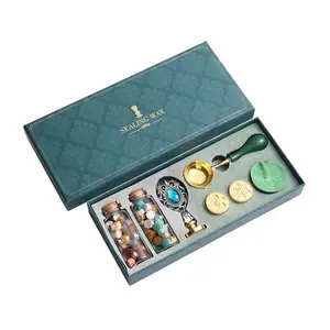 Wax Seal Stamp Set with Gift Box, Wax Sealing Beads, 3 Wax Seals, Vintage Style, Ideal for Gifts, Letter Sealing, Party Invitations