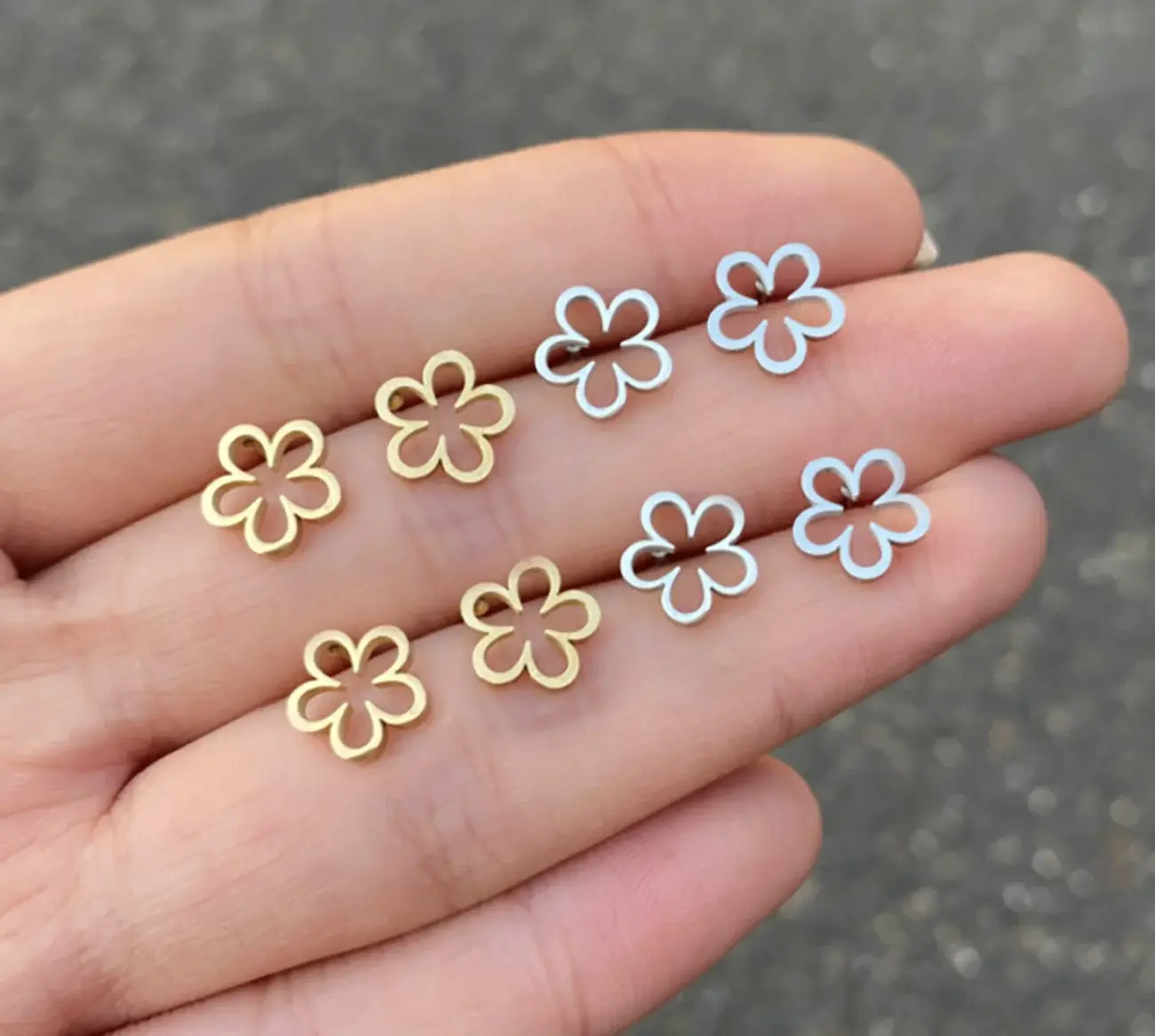 Titanium Tiny Flower Stud Earrings for Sensitive Ears | Hypoallergenic | Waterproof