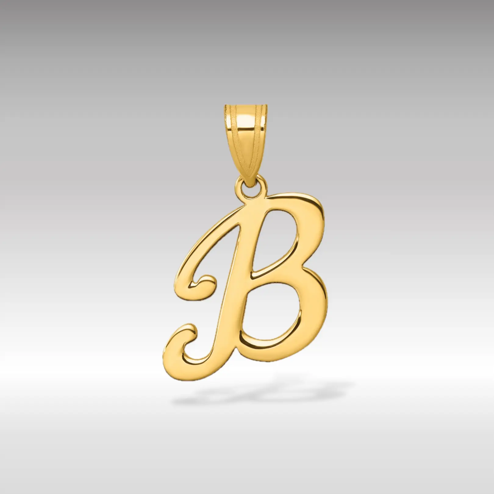 14K Gold Large Letter "B" Script Initial Pendant - Model YC1540B