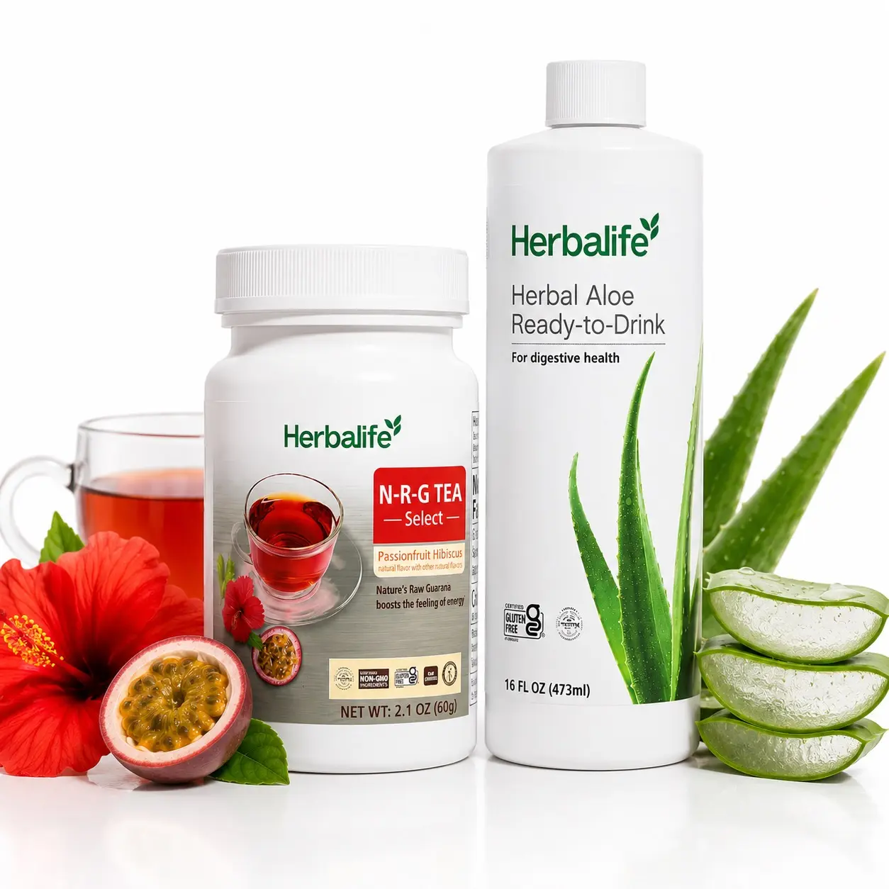 Herbalife N-R-G Tea Select & Herbal Aloe Ready-to-Drink Combo - Herbal Supplement for Nutrition and Wellness Support
