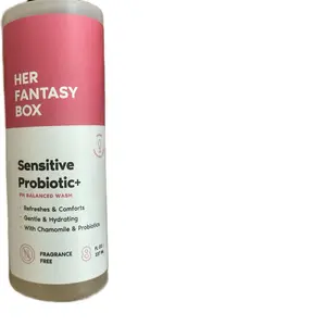 Her Fantasy Box Sensitive Probiotic+ pH Balanced Wash - Fragrance Free, Vegan, Cruelty Free, Hydrating Lather for Gentle Cleanse