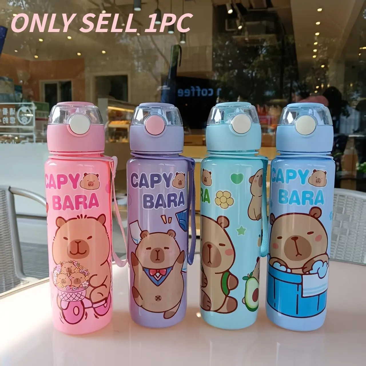 700ML Capybara Theme Cute Kids Water Bottle with Handle, Portable, Leak-Proof Design with Straw, Ideal for School and Camping, Great Graduation Birthday Gift, Drinkware