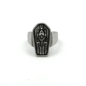 Full Skeleton Stainless Steel Gothic Biker Ring Jewelry Non-Tarnish Non-Rust Unique Design for Fashion Enthusiasts