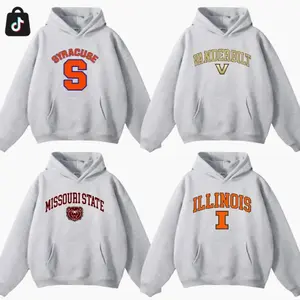 Vintage College Basic Logo All Football Teams Hoodie Sport Grey, Custom Your Team
