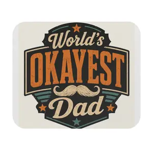 World's Okayest Dad Mouse Pad | Retro Mustache Dad Desk Mat